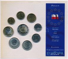 Lengyelország 1991-2004. 1g-5Zl (9xklf) forgalmi sor műanyag tokban T:1 Poland 1991-2004. 1 Grosz - 5 Zlotych (9xdiff) coin set in plastic case C:UNC