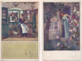 11 db RÉGI motívum képeslap: művész / 11 pre-1945 motive postcards: art
