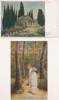 11 db RÉGI motívum képeslap: művész / 11 pre-1945 motive postcards: art