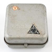 Retró kis szovjet gázmelegítő, fém dobozban, a tetején CCCP matricával , doboz: 12x12x8 cm