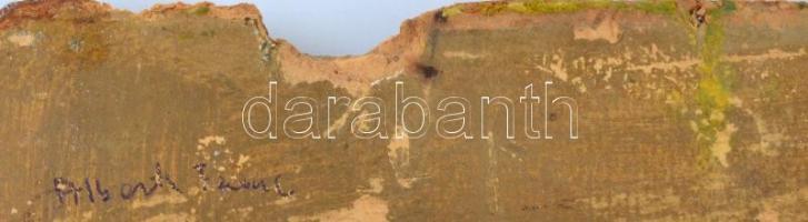 Alberth Ferenc (1883-1959): Alkonyi táj női alakkal. Olaj, karton, sérült, jelzett, 34,5×49,5 cm