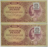 1945. 10.000P MNB bélyeggel (4x) sorszámkövetők T:II