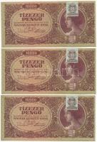 1945. 10.000P MNB bélyeggel (3x) sorszámkövetők T:III szép papír