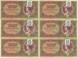 1945. 10.000P MNB bélyeggel (6x) sorszámkövetők T:I-