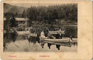 1902 Tusnád, Csukás tó, Bálint és Neptun csónakok. W.G. 1247. / lake / Lacul Ciucas (EB)