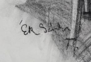 Ék Sándor (1902-1975): Hátakt. Szén, papír. Jelzett, 65x51 cm