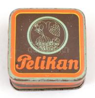 Pelikan, festett fém írószeres doboz, 5,5x5,5x2,5 cm