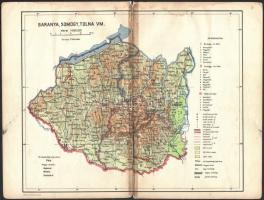 Baranya, Somogy, Tolna vármegye térképe, ragasztott, 25×32 cm