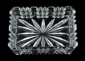 Üveg cigarettatartó doboz, hamutartós tetővel, kis kopásnyomokkal, 12×8,5×6,5 cm