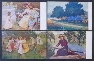 Kb. 100 db RÉGI használatlan művész motívum képeslap / Cca. 100 unused art motive postcards
