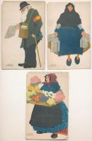 6 db RÉGI használatlan magyar művész motívum képeslap vegyes minőségben: Győri Aranka szignóval / 6 ...