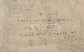 XVI: sz. metszet nyomán készült: Jézus a templomban. Rézmetszet, papír, jelzés nélkül, paszpartun és...