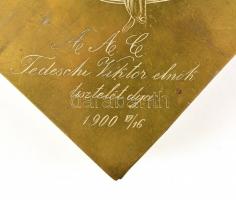 1900 "A(radi) A(tlétikai) C(lub) Tedeschi Viktor elnök tisztelet díja, 1900 V/16." felirat...
