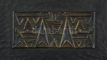 Tevan Margit (1901-1978: Jelenetek, fém dobozka, jelzett, sérült, d: 12 cm + iparművész fém doboz, 1...