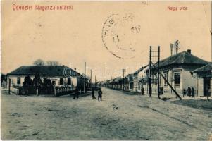 Nagyszalonta, Salonta; Nagy utca, üzlet, "Balra hajts" tábla. W.L. 1591. / street, shop (EK)