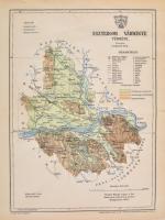 1893 Esztergom vármegye térképe,1:236.000, tervezte: Gönczy Pál, Pallas Nagy Lexikona, Bp., Posner, oldalán szakadással, 29,5x23 cm