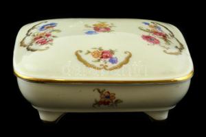 Rosenthal virágmintás porcelán dobozka, matricás, jelzett, kis kopásnyomokkal, 12×11×4 cm