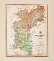 1893 Bars vármegye térképe,1:340.000, tervezte: Gönczy Pál, Pallas Nagy Lexikona, Bp., Posner, paszapartuban, 29,5x24 cm