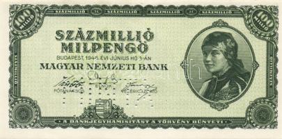 1946. 100.000.000MP "MINTA" lyukasztással T:I
