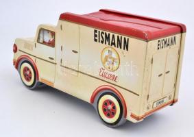 Eismann autó formájú fém doboz, kopásnyomokkal, 28×10×15 cm