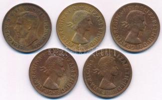 Ausztrália 1944. 1p Br T:2- + 1961-1964. 1p Br (4xklf) T:2,2-
Australia 1944. 1 penny Br C:VF + 196...