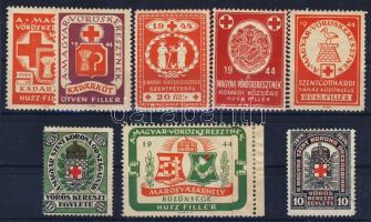 1914-1944 8db Vöröskereszt közönsége, bélyeg közte Marosvásárhely