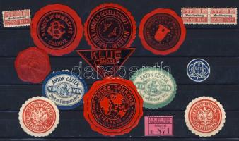 1910-1914 15db levélzáró és pecsétbélyeg, külföldi