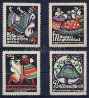 1913 Kner-Gyoma 4db Báli meghívó levélzáró "RR"