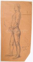 Varga Nándor Lajos (1895-1978): Férfi akt vázlat. Ceruza, papír, jelzett. 24x13 cm