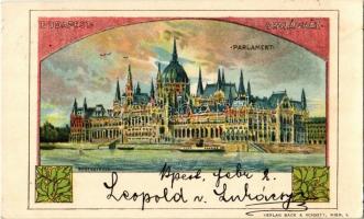 1899 Budapest V. Országház, Parlament. Back & Schmitt Art Nouveau, floral, litho (EK)