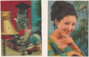 7 db modern használatlan kacsintós, dimenziós lap / 7  modern dimensional 3D (non PC) cards