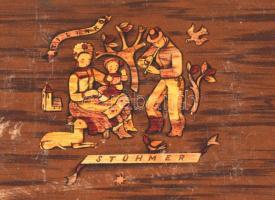 Stühmer Tilinkó kartondoboz, az alján a karton részben levált, kis kopásnyomokkal, 22,5x15,5x5,5 cm