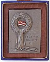 1944. Ganz T. E. - 1944. III. 15. VI. zománcbetétes fém díjplakett, hatodik helyezett számára, eredeti tokban (68x53mm) T:2