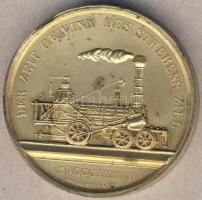 Ausztria 1841. "Bécs-Győr Vasút" megnyitása alkalmából kiadott aranyozott Br piefort (vastag) emlékérem T:2 kis korr.