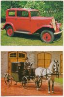 9 db MODERN motívum képeslap: autók, hintók / 9 modern motive postcards: automobiles, chariots