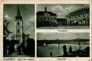Dunaföldvár, Római katolikus templom, városháza, Duna híd (Rb)