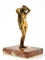 Női akt. Bronz figura márvány talapzaton. 18 cm