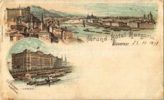 1898 Budapest, Grand Hotel Hungária, Corso. C.J. Burger Art Nouveau litho (EK)