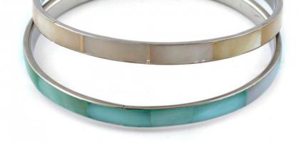 2 db gyöngyházzal díszített karperec, d: 6,5 cm