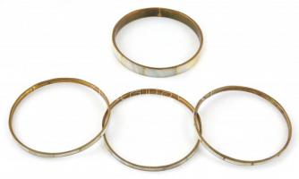 4 db gyöngyházberakásos réz karkötő, d: 6,5 cm