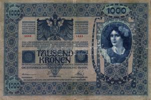 1902. 1000K (5x) piros, függőleges "Deutschösterreich" fny-sal T:II,II/III,III