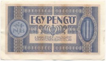 1938. 1P csillagos sorozatszám "H 759 085590" T:II- / Hungary 1938. 1 Pengő "H 759 08...