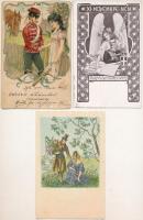3 db RÉGI képeslap: párok / 3 pre-1945 postcards: couples
