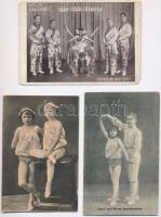 13 db RÉGI motívum képeslap: cirkusz / 13 pre-1945 motive postcards: circus acrobats