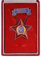 ~1950. Kiváló Műszaki Dolgozó zománcozott kitüntetés, Rákosi-címerrel, eredeti tokban (26mm) T:1- ~1950. Hungary Excellent Technical Worker enamelled decoration with 1949. coat of arms, in original case C:AU