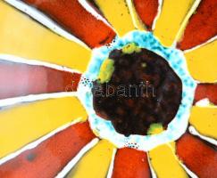 Mázas kerámia fali tál, jelzett, kis kopásnyomokkal, d: 28 cm