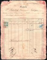 1898 Kenyérmező/Câmpul Pâinii, Krausz szesz és finomító gyára fejléces számlája, 1898. júl. 2., 1 Kr...