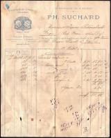 1884 Neuchatel,Fabrique de Chocolat Ph. Suchard, Suchard csokoládégyár fejléces, francia nyelvű, két...