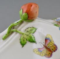 Herendi Viktória mintás bonbonniere. Kézzel festett, jelzett, hibátlan. 12x7 cm