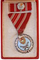 1957. Szolgálati Érdemérem mellszalagon, miniatűrrel, eredeti tokban T:2- Hungary 1957. Meritorious Medal with ribbon and miniature, in original case, C:VF NMK 618